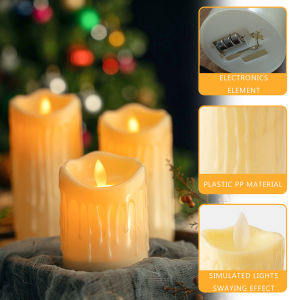 5cm Flameless LED Tealight PP Simulation Flickering Pillar Candles Home Decoration Candles Light Tear Shaped for Wedding