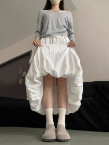 plus Size Womens French Style High Waist Flared Skirt Summer Loose Meat Concealing Gentle Wind A-Line Long Skirt