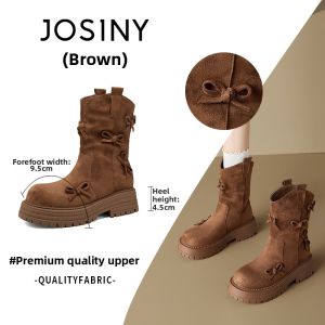Josiny | Bow Western Ankle Bootie Mid Heel