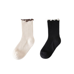 ถุงเท้าเด็กผ้าฝ้ายแท้ ถุงเท้าข้อสั้นสำหรับเด็กผู้หญิง ถุงเท้าแบบยาวปานกลาง ถุงเท้าผ้าฝ้ายแท้สำหรับฤดูใบไม้ผลิและฤดูใบไม้ร่วง