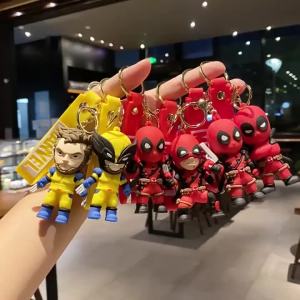 Takara Tomy | Anime Marvelss Avengers Figural Doll Keychain Cute Deadpool Wolverine Bag Keying Desktop Ornaments Key Ring Accessories Gifts