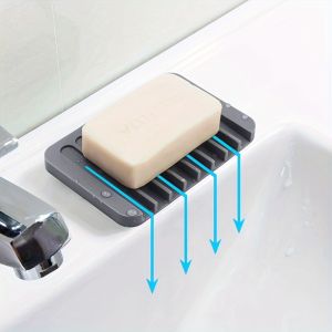 1-Pack ฟรี Punch สบู่ซิลิโคน Draining ผู้ถือสบู่ห้องครัวสร้างสรรค์ห้องน้ําเคาน์เตอร์ชั้นวางกันลื่น