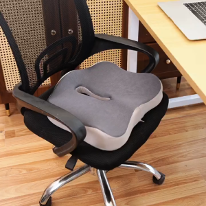 1pc Memory Foam Seat Cushion for Long Sitting Hours - Ergonomic Support for Office Chair Home Desk Car and Wheelchair - Relieves Pressure on Hips Tailbone Coccyx Sciatica - Gray/Black Knit Fabric Hand Wash Only