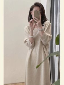 French Lazy Style Sweaters Dress Female Spring & Fall New Arrival Fancy Elegant Loose Slimming Straight Dress