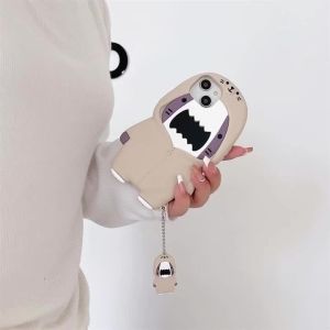Ốp Điện Thoại iPhone 17/16/15/14/13/12 Pro Max Hình Cá Mập 3D Kawaii Dễ Thương Bằng Silicon Kèm Móc Khóa Hoạt Hình - Chống Sốc Chống Xước Chống Bụi Chống Trơn Trượt