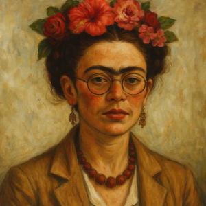 Tranh Nghệ thuật "Người Phụ Nữ Đeo Kính Gọng Tròn" VIETSMART ART - Acrylic 45 x 60cm