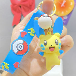 Potdemiel | Pokemon Pikachu Keychain Squirtle Charmander Kawaii Anime Action Figure Toy Pendant School Bag Backpack Psyduck Key Ring Gifts