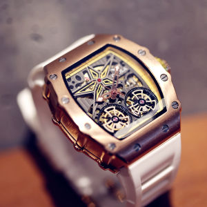 LIBIS | Double Tourbillon Skeletal Mens Automatic Mechanical Waterproof Square Large Dial Watch