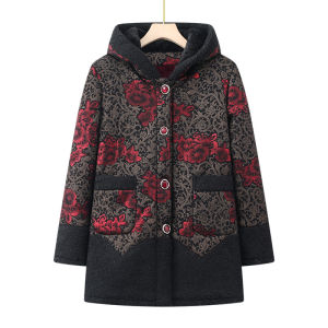 Áo Khoác Cotton Dày Có Lót Lông Cừu Cho Phụ Nữ Trung Niên Và Cao Tuổi Thời Trang Mùa Đông Dài Vừa Phải Ấm Áp Thoải Mái Cho Bà Ngoại