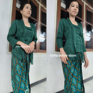Atasan Kebaya Kutubaru Remaja Dewasa Lasercut Madelyne Warna Hijau Botol