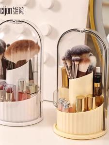 Hộp Đựng Chổi Trang Điểm Chống Bụi Xoay Giá Để Son Môi Kế Để Mỹ Phẩm Đồ Trang Điểm Đồ Đựng Dụng Cụ Làm Đẹp Để Bàn