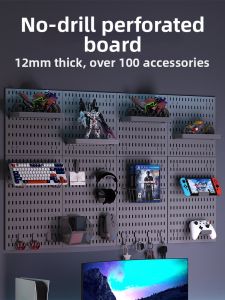 QINFEI | Wall Mounted Gaming Organizer Headphone Stand Keyboard Display