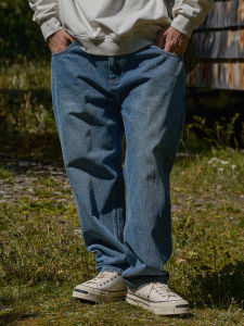 Broshood 24aw Japanese Style Loose Retro Trendy Easiest for Match Washed Distressed 6 Pockets Denim Micro Cone Pants