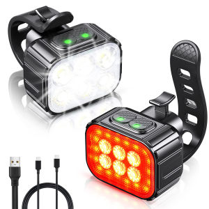 Bike Light Front and Rear Set USB Rechargeable Bicycle Headlight Taillight For MTB Road Scooter LED Night Riding Lamp Waterproof
