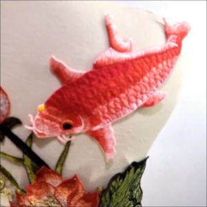 bordir bunga teratai n ikan koi