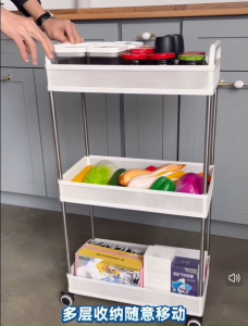 ❣️SPACEIDEAS❣️ Multipurpose Metal 3 Tier Trolley Kitchen Storage Trolley Tray with Wheel Utility Rolling Cart Kitchen Rack Movable Trolley Cart Kitchen Shelf Kitchen Rack Snack Storage Rack Trolley Makeup Rack Cosmetics Rack Kitchen Utility Rolling Cart