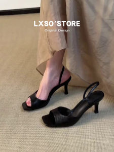 Summer Outdoors Wearable French Style Elegant Square Toe High Heel Sandals