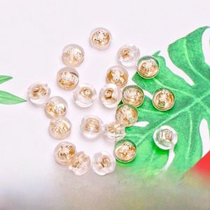 18K Gold Plated Silicone Ear Studs Anti Allergy Ear Buds Ear Hooks Drop Resistant DIY Accessories Fashion Jewelry Parts
