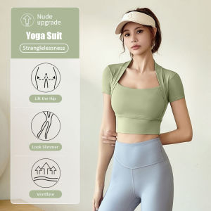 Woman Yoga Suit Short Sleeved Tops Appear Thin With Chest Pad Outdoors Running Motion Body Building Yoga Running Comfort Breathable Fashion Baita