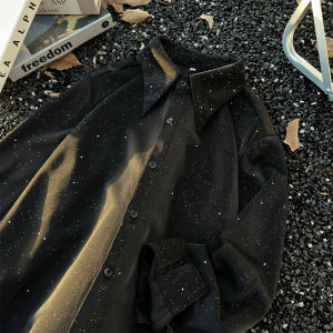 เสื้อเชิ้ตทรงหลวมสบาย ๆ แขนยาวสไตล์ลำลองสำหรับผู้ชาย เสื้อเชิ้ตคอกลมแขนยาวทรงหลวมสบาย ๆ ทรงลำลองสำหรับฤดูใบไม้ผลิและฤดูใบไม้ร่วง