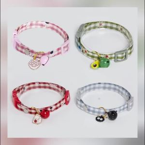 Collar Candy Avocado Pendant Cat Plaid Cat Collars Bell Cartoon Necklace Adjustable Collar for Cat Small Dog Pet Cat Accessories