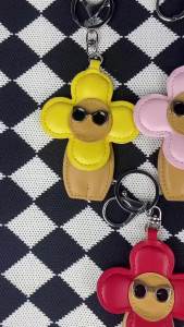 Handmade Stylish PU Leather Keychain Bag Charm - Soft & Comfortable Flower Girl Design Trendy Sunglasses & Beach Vibe.