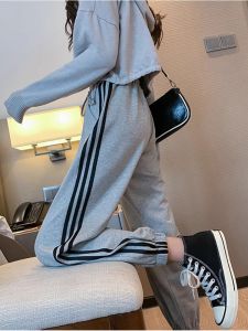 Quần Thể Thao Sọc Hai Sọc Cao Cấp Của Mỹ Quần Dài Thường Ngày Bằng Vải Denim Cotton 88% Dáng Rộng Thoải Mái Cho Mọi Mùa