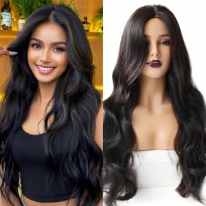 Amazon Wig cross-border wig black medium parting big wave long curl fluffy synthetic fiber full head cover