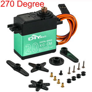20kg.cm Digital Servo Metal Gear High Torque Speed 180/270/360 Degree PWM Model RC Servos 6V-8.4V for Drone Robot Car Aircraft