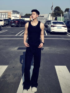 American High Street Slim Straight Jeans Men Summer Cleanfit Flared Straight Pants Tall Knife Edge Trousers Youth Fashion