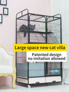 Cat Cage 3 Layers 4 Platforms Large Space Kitten House Pet Villa Indoor Cage With Litter Box Drawer Rack