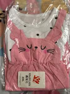 3-6yrs Baby Girls 2in1 Summer 🐰 Rabbit Suspender Dress Cute Fashion 3~6岁女童夏季兔子🐰背带裙假两件装新款时尚可爱