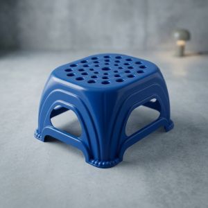 HEAVY DUTY DURABLE PLASTIC STOOL – STRONG & STURDY STACKABLE DESIGN – PERFORATED ANTI-SLIP TOP SURFACE – SPACE SAVING MULTI-PURPOSE STOOL FOR HOME BATHROOM 24