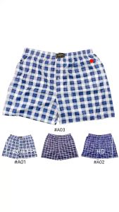 บ๊อกเซอร์ผู้ชายแบร์น สไตล์เรขาคณิต/ลายเช็ค สวมใส่สบาย ขนาด L-2XL #024