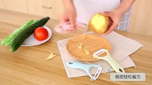 Ceramic Fruit Vegetable Peeler Kitchen Tools Non-slip Multifunction Slicer Cutter Gadgets Potato Cutlery Tool multifunctional Melon Fruit Ceramic Peeler Planer Stainless Steel Multifunctional Ceramic Peeler Pengupas Buah Pelbagai Fungsi Pengisar Pengupas