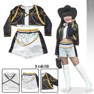 Bộ Trang Phục Cosplay 3 Món Đen Trắng Dành Cho Nữ Ca Sĩ Nhạc Pop Biểu Diễn Sân Khấu Halloween Giáng Sinh Gồm Áo Vest Áo Khoác Và Quần Short