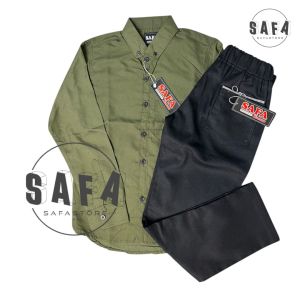 Setelan kemeja panjang anak Laki - Laki Celana panjang stret melar Usia 2-9 tahun