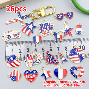 20/26pcs DIY Jewelry Charms American Flag Theme Enamel Pendants for Bracelet Necklace Earrings Accessories,4th July Decor