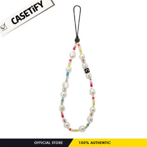 Casetify Pearl Phone Strap - Universal Phone Lanyard Convertible Neck Strap Wrist Strap String Designed for Smartphones Keys Digital Cameras ID Galaxy Buds Plus Airpods Pro-Rainbow Pearl Phone Charm