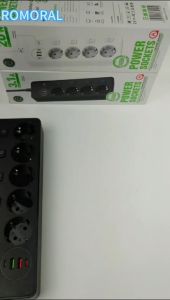 Smart Stop Kontak Colokan Listrik Port USB Type C 250V 3250W 5 Plug 6 lubang EU 3000W  Steker Staker