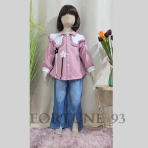 Stelan Jins Anak Perempuan Import & Motif Bunga Kembang