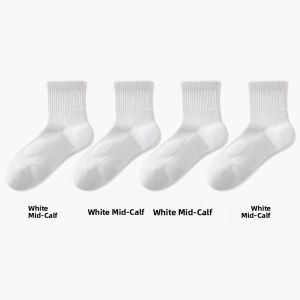 B&C.Room | Mens Sport Socks Anti-Bacterial Anti-Odor Absorbent No-Cuff Long Tube Thin Style Summer Cotton Polyester Blend Socks Black White