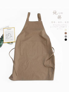 Customized Logo Printed Text Washed Cotton H Shoulder Strap Adult Pure Color Apron Catering Baking Kitchen Overalls
