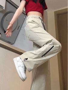 Outdoor Hiking Tactical Pants Womens Waterproof Windproof American Mechanical Style Sports Quick-Drying Pants Loose Straight Cargo Pants