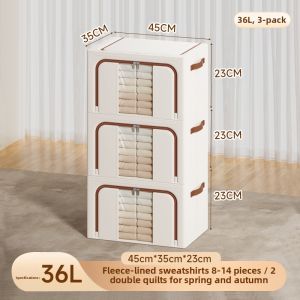 bicoy | Large Capacity Cotton Linen Clothes Storage Box 66L