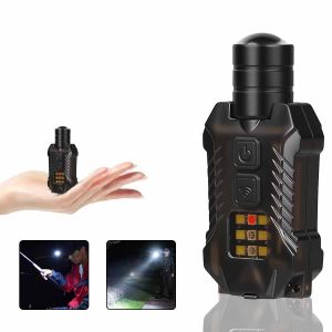 Mini Portable EDC Flashlight USB Rechargeable Zoomable Torch Powerful Pocket Flashlight with WhiteYellow and 395nm UV Lamp