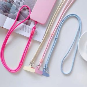 Personalize Trend Solid Color Mobile Phone Lanyard Diagonal Span Long Rope Shoulder Strap Rope Fashion Safety Necklace Universal