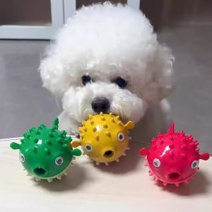 Dog Toy Interactive Rubber Ball with Hidden Food Feature Small Fish Design Teeth Cleaning And Biting Resistant Fun for Dogs