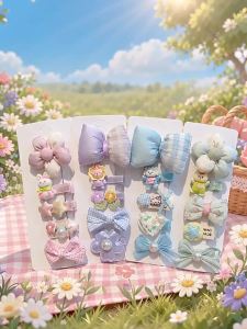 Flower and Cartoon Animal Design Baby Fabric Hair Clips