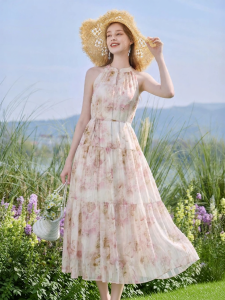 XIANGYING | Floral Off-Shoulder A-Line Dress